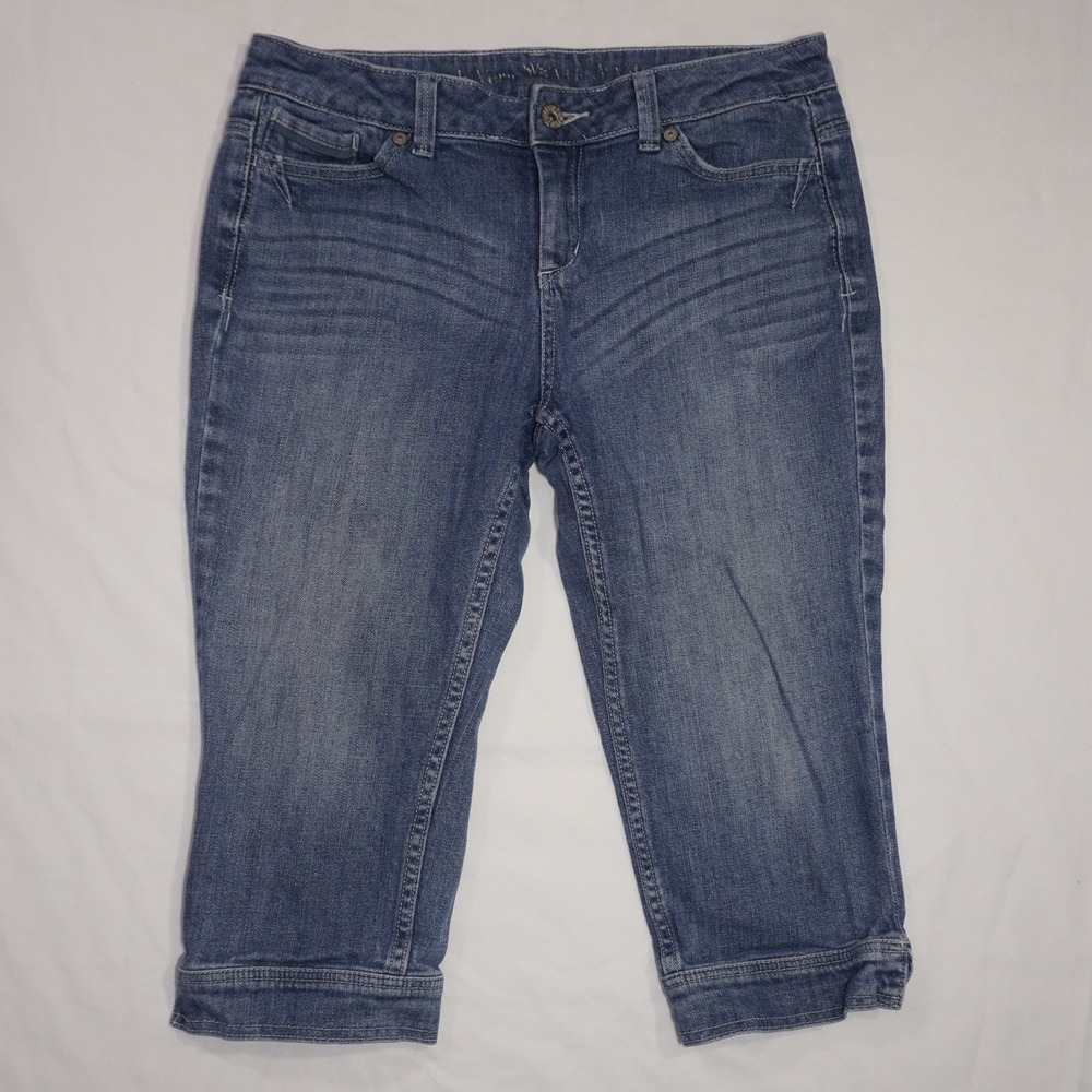 Simply Vera Vera Wang 10P Blue Denim Capri Jeans Cuff Hem